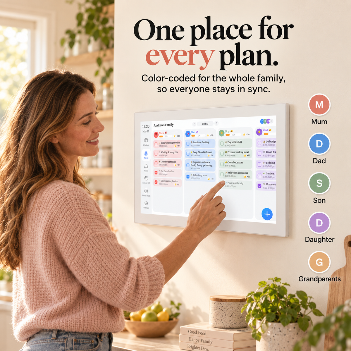 One place for every plan - color-coded profiles for the whole family